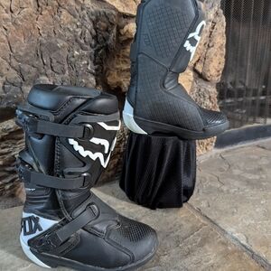 Fox Comp Y Motocross Boots Black White Youth Size Y3 ATV DirtBike CLEAN